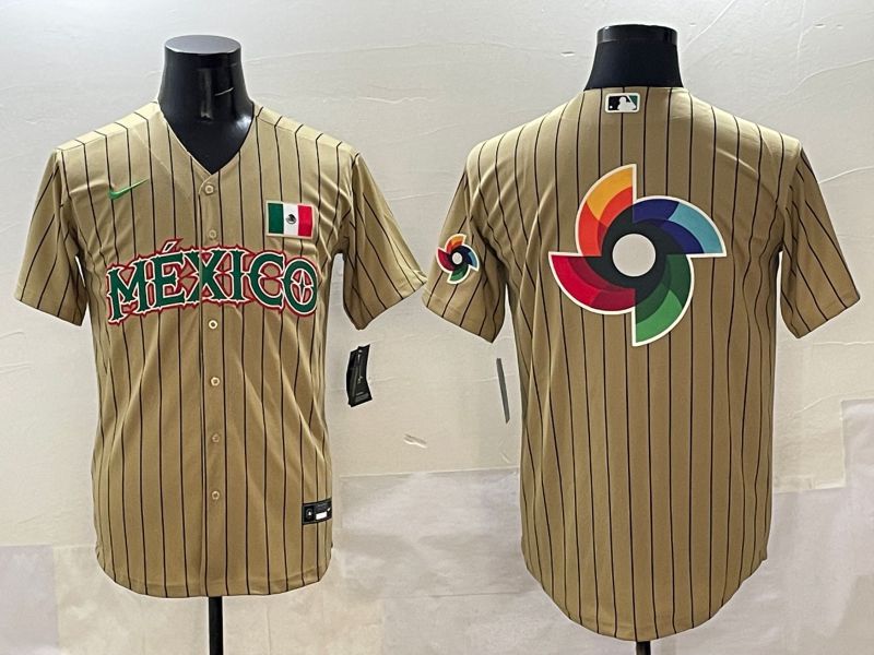 Men Mexico Blank Brown Stripe Joint Name 2025 Nike MLB Jersey style 19